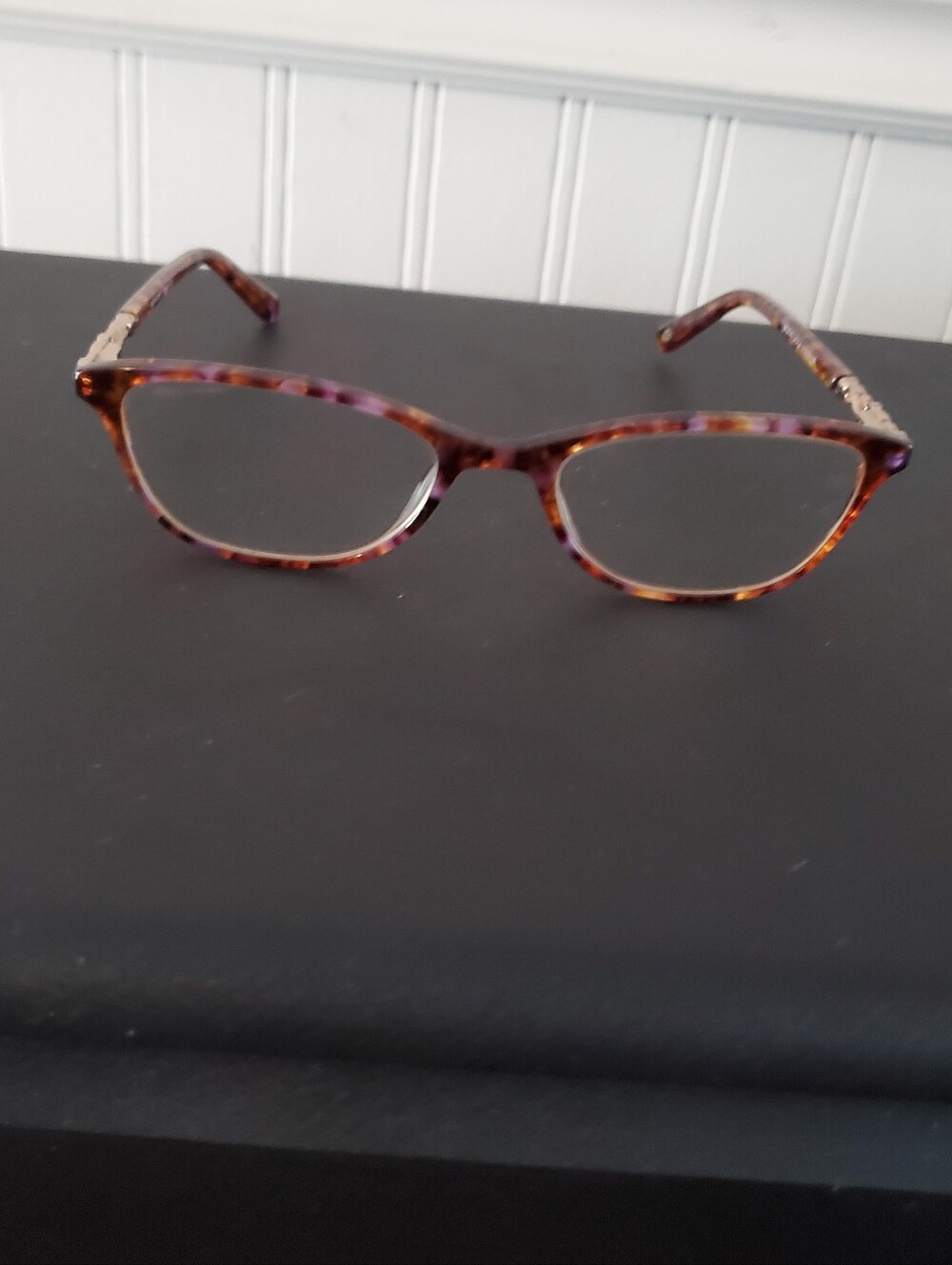 NAT & COCO Women Brown Eye Glasses With Case And Purple Eyewear Cleaning Cloth.